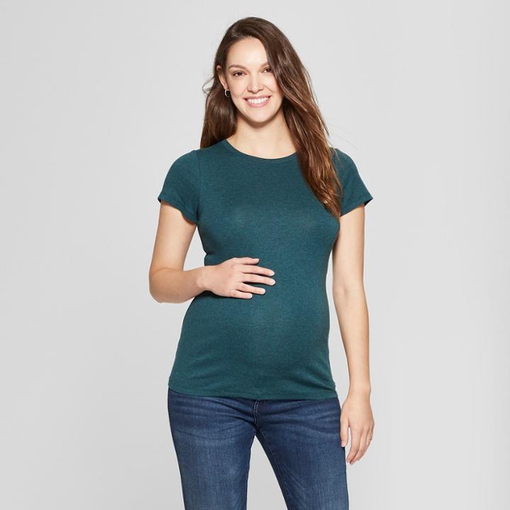 Maternity Short Sleeve Crew Neck T-shirt - Isabel Maternity By Ingrid & Isabel Green Heather Xxl, Infant Girl's