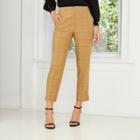 Women's Plaid High-rise Regular Fit Straight Leg Pants - Who What Wear Brown