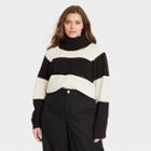 Women's Plus Size Striped Turtleneck Pullover Sweater - Who What Wear Cream