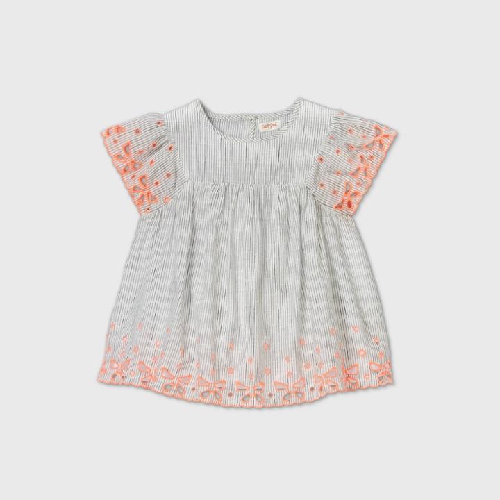 Petitegirls' Short Sleeve Striped Woven Blouse - Cat & Jack Black/white S,
