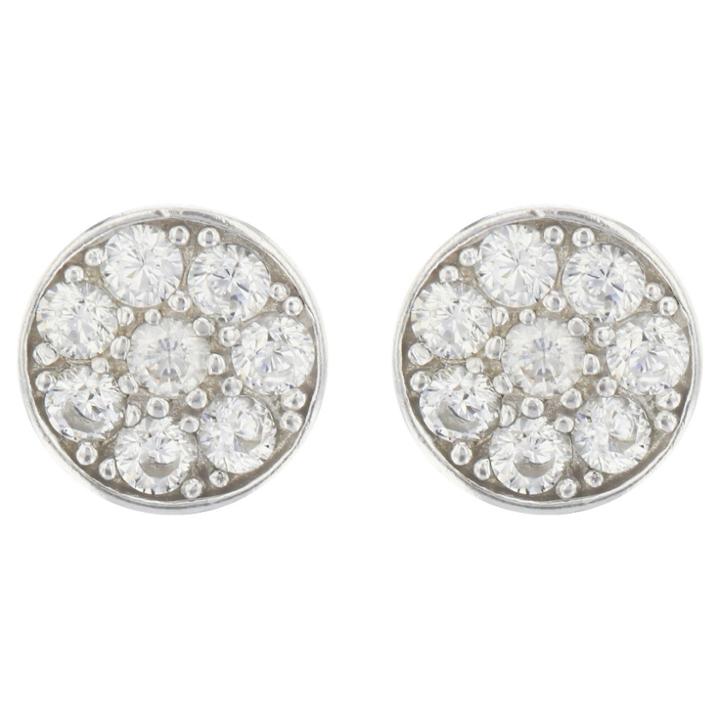 Distributed By Target Button Earrings Sterling Cubic Zirconia Disc -