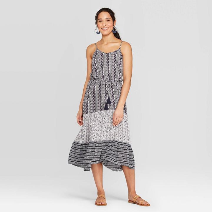 Women's Printed Strappy V-neck Dress - Knox Rose Blue