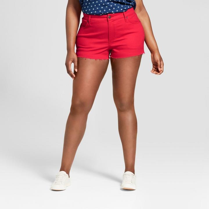 Women's Plus Size Shortie Shorts - Universal Thread Red