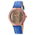 Women's Boum Chic Watch With Mirrored Dial And Crystal Surrounded Bezel-blue, Blue