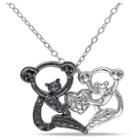 Target .02 Ct. T.w. Black Diamond Double Koala Love Pendant Necklace In Sterling