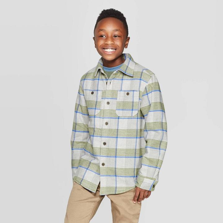 Boys' Long Sleeve Shirt Jackets - Cat & Jack Gray