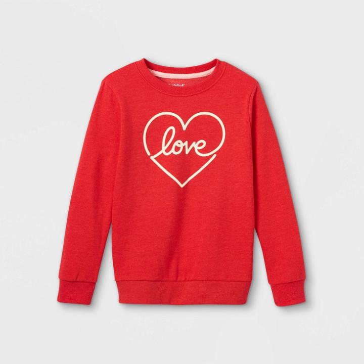 Girls' 'valentine's Day Love' Crewneck Sweatshirt - Cat & Jack Red
