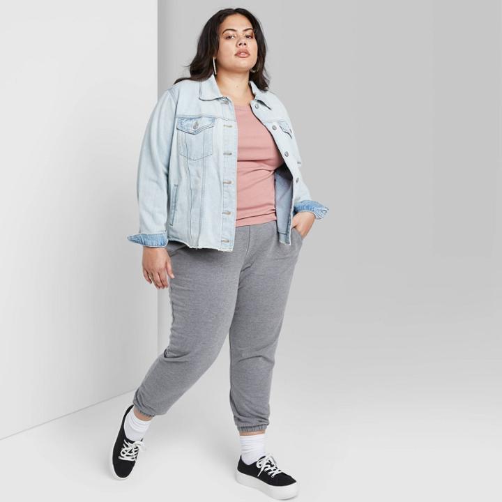 Women's Plus Size High-rise Sweatpants - Wild Fable Heather Gray 1x, Women's,