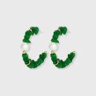 Beaded Pearl Hoop Earrings - A New Day Green