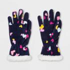 Girls' Hearts Fleece Gloves - Cat & Jack Navy