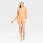 Women's Textured Knit Pajama Set - Stars Above Orange
