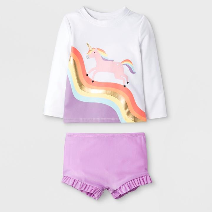 Baby Girls' Long Sleeve Rash Guard Set - Cat & Jack Purple