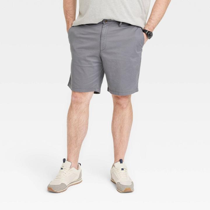 Men's Big & Tall Every Wear 9 Slim Fit Flat Front Chino Shorts - Goodfellow & Co Thundering Gray