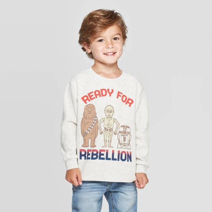 Toddler Boys' Star Wars Long Sleeve T-shirt - Oatmeal 12m, Boy's, Size: