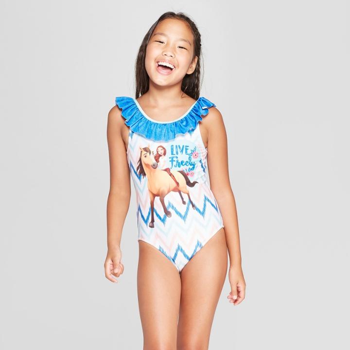 Girls' Spirit Riding Free One Piece Swimsuit - Blue