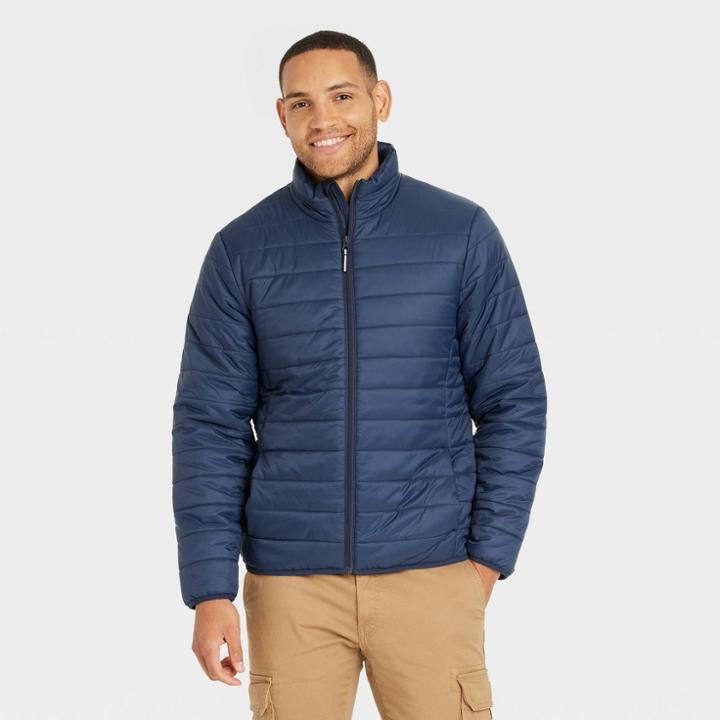 Men's Lightweight Puffer Jacket - Goodfellow & Co Navy Blue