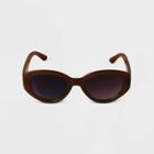 Women's Plastic Oval Sunglasses - A New Day Brown