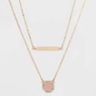Sugarfix By Baublebar Gold Bar And Pendant Layered Necklace - Blush Pink, Women's
