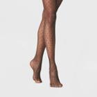 Women's Sheer Polka Dot Tights - A New Day Black L/xl,