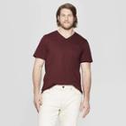 Men's Big & Tall Standard Fit Short Sleeve Elevated Ultra-soft V-neck T-shirt - Goodfellow & Co Pomegranate