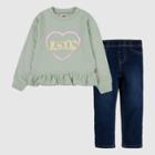 Levi's Toddler Girls' Ruffle Long Sleeve Top & Denim Set -