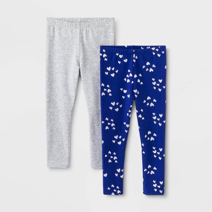 Toddler Girls' 2pk Leggings - Cat & Jack Blue/gray