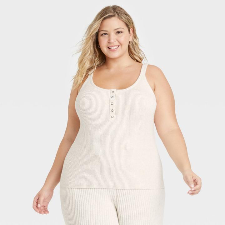 Women's Plus Size U-neck Sweater Tank - Universal Thread Cream