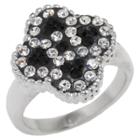 Target Women's Silver Plated Flower Ring With Crystals - Black/white Size 8, Size: 9, Silver