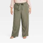 Women's Plus Size High-rise Wide Leg Pants - Knox Rose Olive Green
