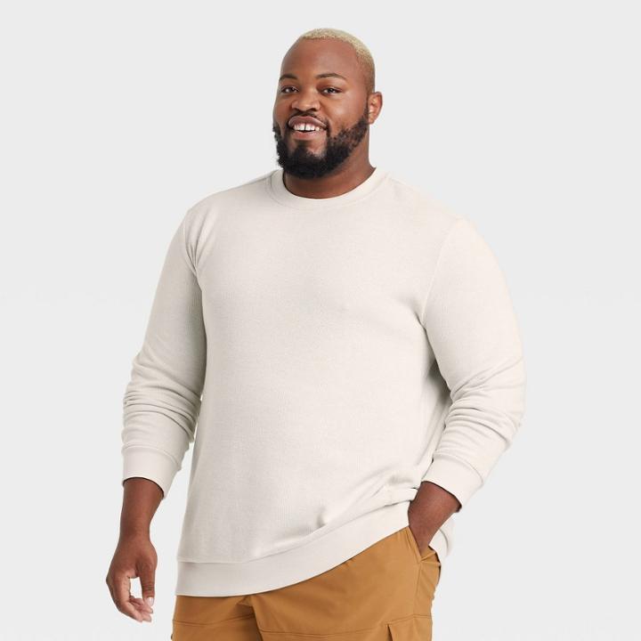 Men's Big & Tall Crewneck Fleece Sweater - All In Motion Cream