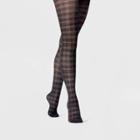 Women's Sheer Plaid Tights - A New Day Black