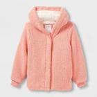 Girls' Sherpa Faux Fur Jacket - Cat & Jack Coral Pink