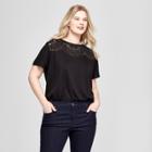 Women's Plus Size Short Sleeve Burnout T-shirt - Ava & Viv Black X