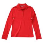 French Toast Girls' Long Sleeve Interlock Uniform Polo Shirt - Red
