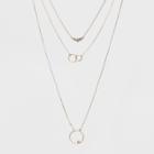 Trio Layer Circle Pendent Necklace - A New Day Rosewater Opal/gold