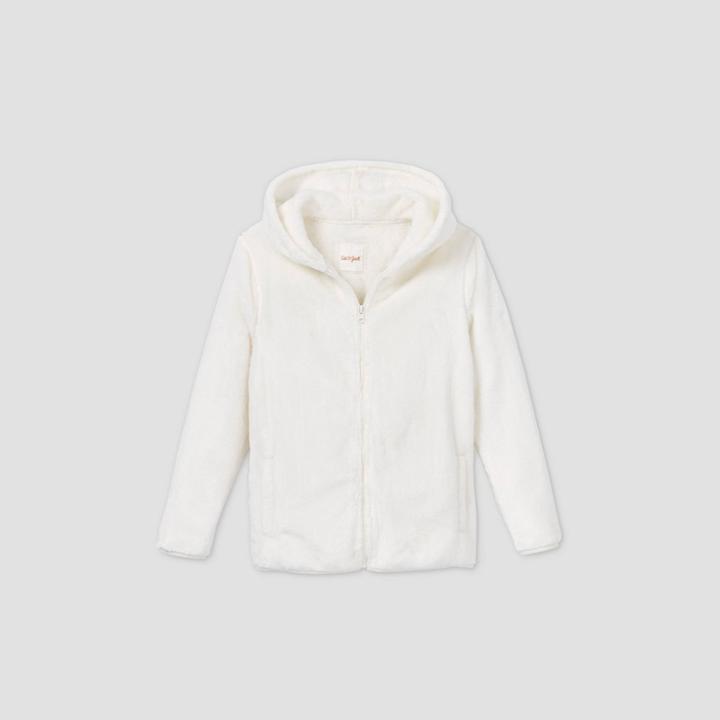 Boys' Full Zip Sherpa Hooded Sweatshirt - Cat & Jack Cream