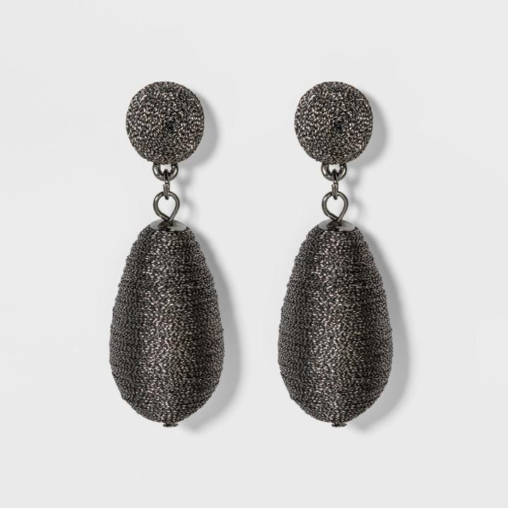 Threaded Circle And Oval Shape Beads Drop Earrings - A New Day Hematite
