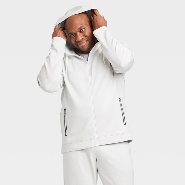 Men's Textured Fleece Premium Full-zip Hoodie - All In Motion True White