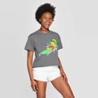 Mighty Fine Women's Bart Simpson Short Sleeve Cropped Graphic T-shirt - (juniors') - Dark Heather Gray