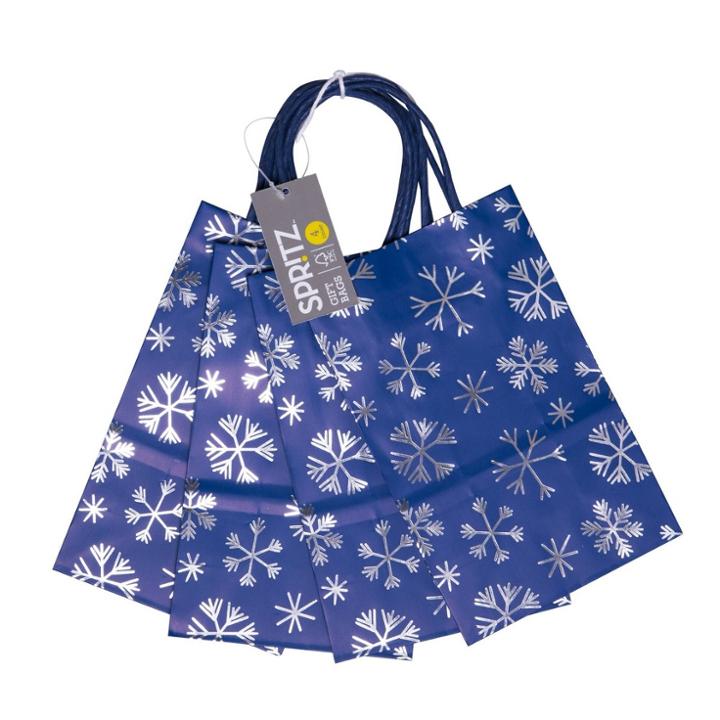 Spritz 4pk Jr.tote Foil Printed Snowflake Gift Bag -