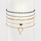 Butterfly And Snake Charm Choker Necklace 5pc - Wild Fable Gold