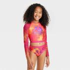 Girls' Universal 'jurassic Park World' 2pc Long Sleeve Rash Guard Swimwear Set - Purple