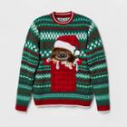33 Degrees Men's Sloth In Chimney Drink Pocket Ugly Holiday Sweater - Green/red