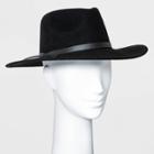 Women's Wide Brim Felt Fedora Hat - Universal Thread Black