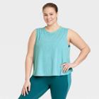 Women's Plus Size Active Cinch Crop Tank Top - All In Motion Teal Blue