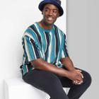 Men's Big & Tall Striped Short Sleeve T-shirt - Original Use Teal Blue