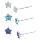 Target Girls' Sterling Silver 3 Pr-white/tanzanite/lt.sapphire Stud Set, Silver/blue/purple