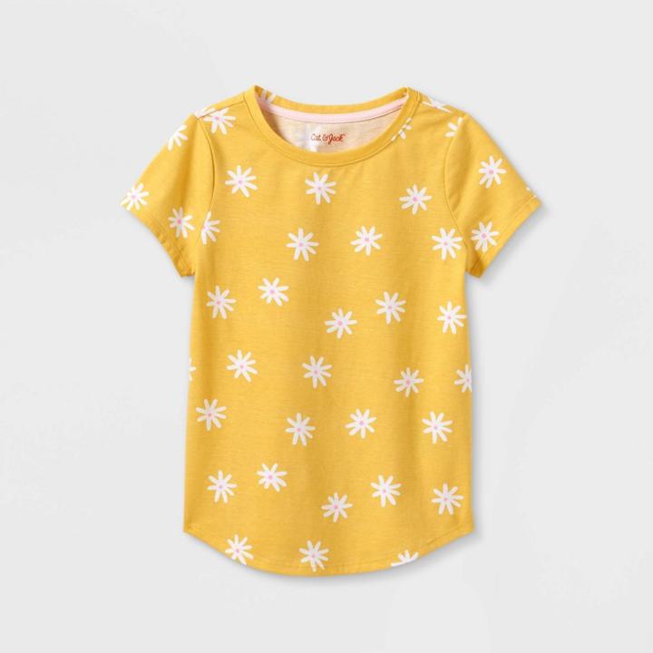 Girls' Printed Short Sleeve T-shirt - Cat & Jack Mustard Yellow