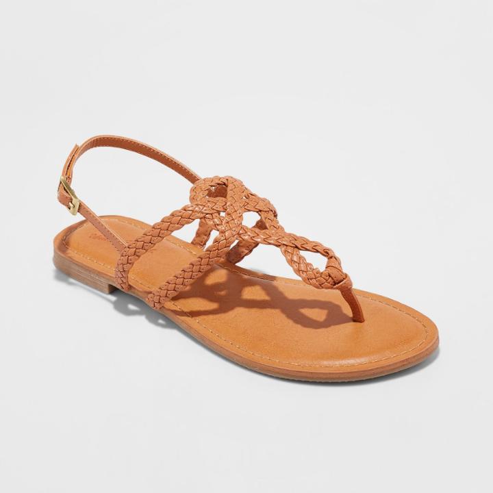 Target Women's Jana Braided Wide Width Thong Ankle Strap Sandal - Universal Thread Cognac (red) 8w,