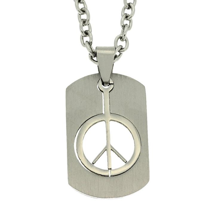 Target Men's Stainless Steel Peace Dog Tag Pendant,